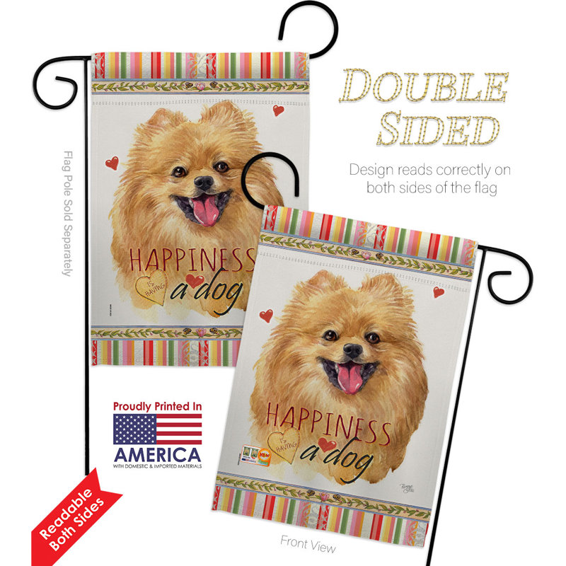 Patriotic Pomeranian Dog Bless America Garden Flag