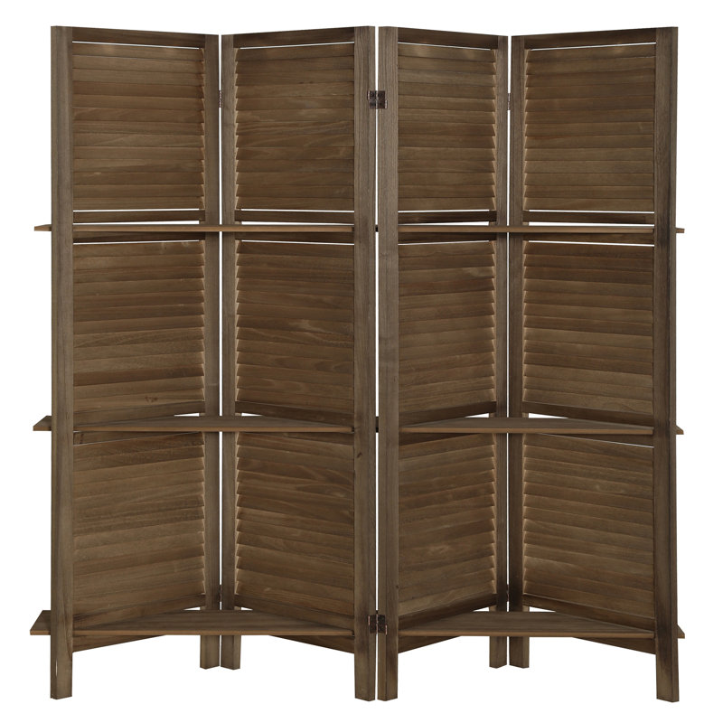 Paravent pliable 4 panneaux avec tablettes Ecomex, H 66,9 po x l 62,8 po x P 15,7 po, Brun