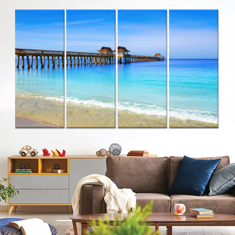 «Elegant Beach Landscape», art mural sur toile 4P, H: 55,1 po x l: 78,7 po