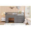 Lit mezzanine simple avec armoire et tablette - gris