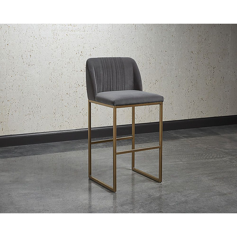 Tabouret de bar Nevin - gris ombre, Tabouret de bar (siège d'une hauteur de 30 po), Tissu natté performance gris foncé