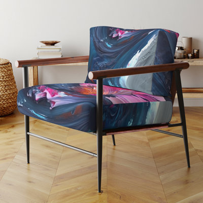 Art texturé bleu et rose - Fauteuil rembourré contemporain, fauteuil d'appoint bleu