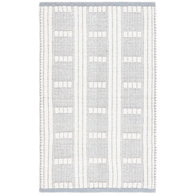 Kamarin 951 Flatweave Wool/Cotton Geometric Indoor Use Only Rug in Light Blue/Ivory