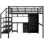 Lit mezzanine en métal avec ensemble de table et garde-robe