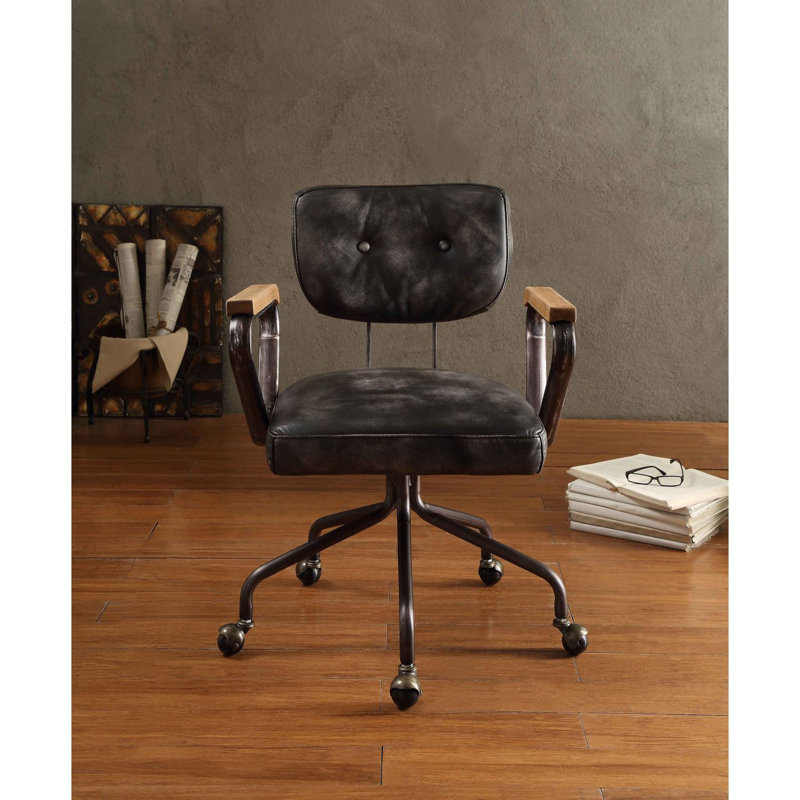 Fauteuil de bureau en cuir fleur Hallie