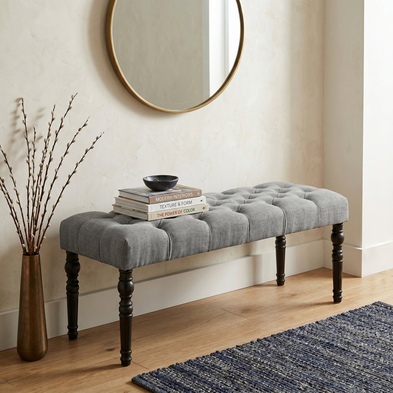 Brookwood Polyester Blend Upholstered Bench, Gray