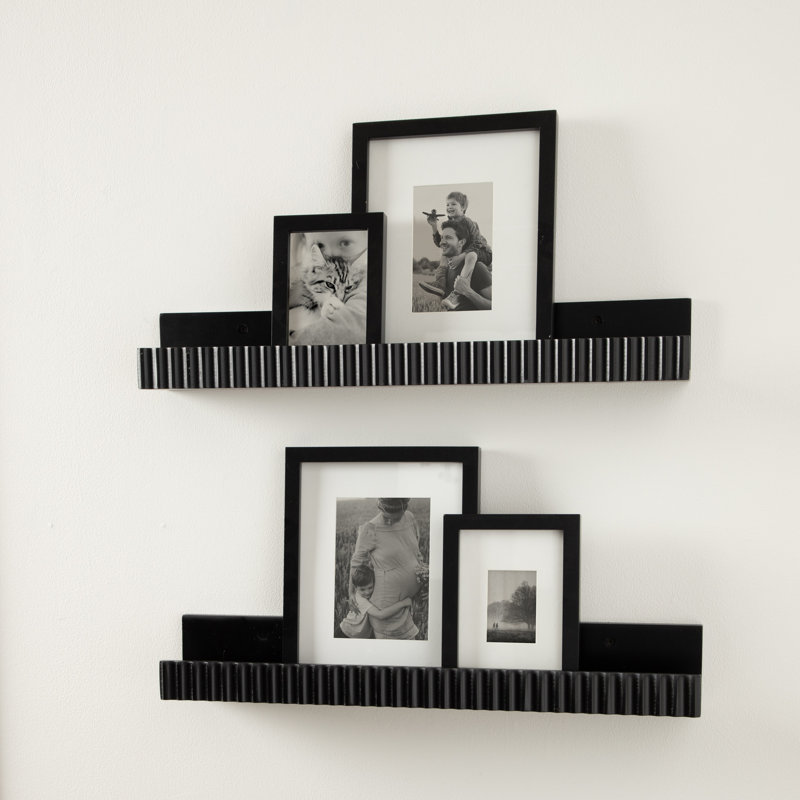 Two-Piece Picture Ledge Shelf Set, Black