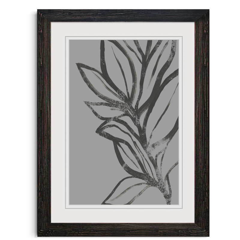 « leaf instinct ii »-peinture encadrée sur papier, H 38 po x l 28 po x P 1,25 po, Cadre ébène