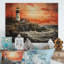 Phare guidant le pointillisme II sur bois-979142528