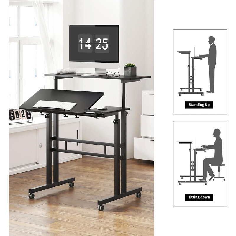 Bureau d'ordinateur portable assis-debout, hauteur réglable ...