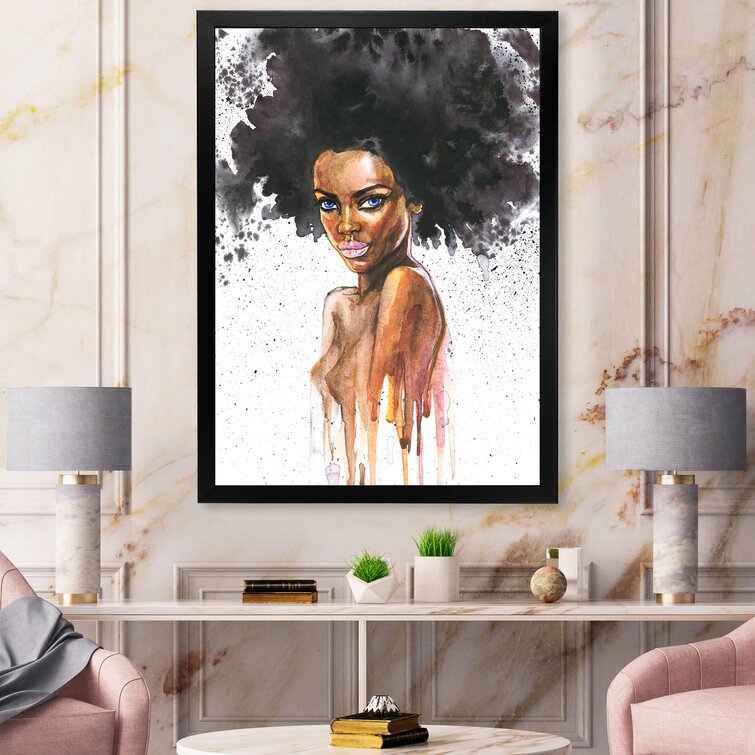 Portrait of African American Woman VII - Painting on Canvas East Urban Home Size: 20 H x 12 W x 1.5 D, Format: Gold Framed Canvas