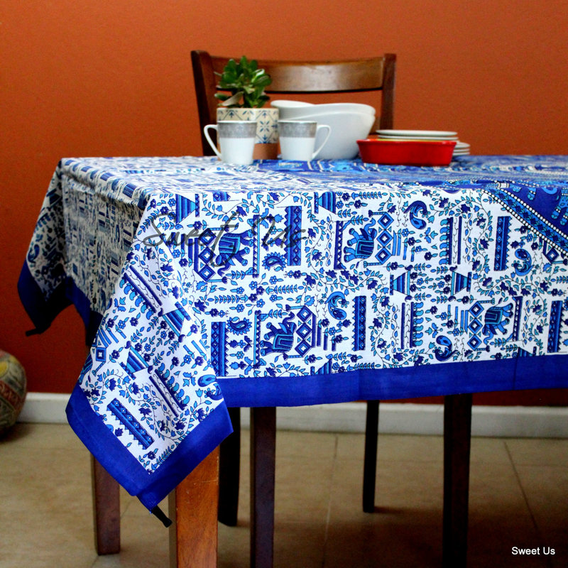 Cotton Elephant Floral Tablecloth Rectangle