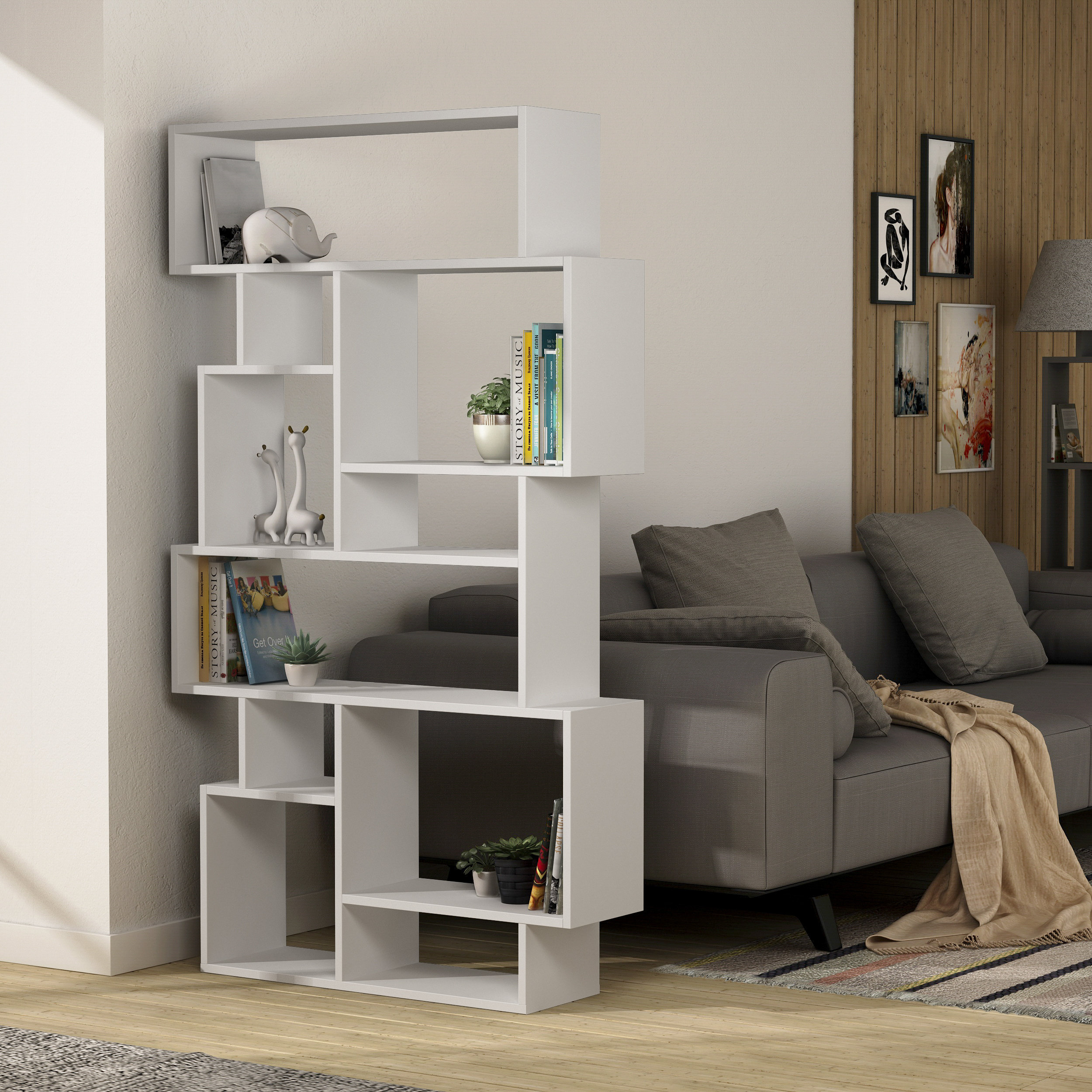 Zipcode Design Sandra Bookcase | Asymmetric Freestanding Bookcase with 10 Compartments & Reviews | Wayfair.co.uk