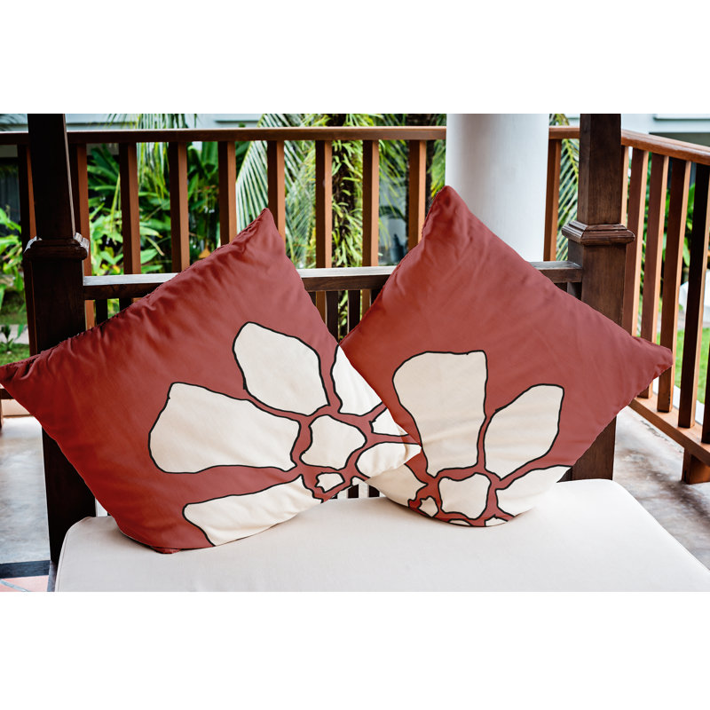 Housse et insert de coussin d'extérieur carré Petal Lines, 16 po x 16 po, Corail