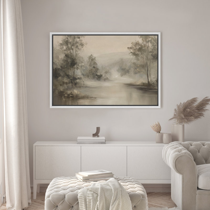 Reproduction d'art sur toile encadrée - paysage rétro, salon, décor de ferme moderne, H 24 po x l 36 po, Blanc