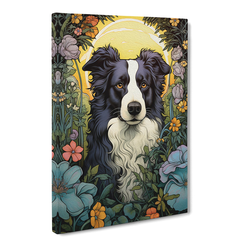 Border Collie Nouveau No.2 - Print, 50cm H x 35cm W x 3cm D