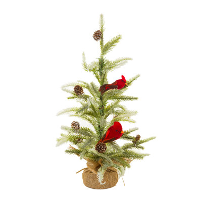 18'' Faux Pine Plant in Wicker/Rattan Freestanding