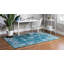 Tapis bleu à motif floral Dota-728338701