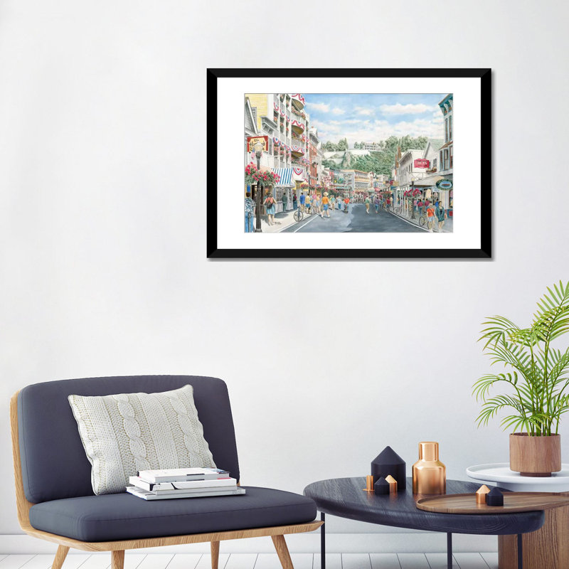 «Main St: Mackinaw» par Stanton Manolakas, reproduction d'art sur toile, H 16 po x l 24 po x P 1 po, Blanc