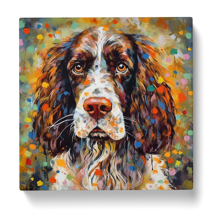 English Springer Spaniel Abstract Expressionism No.1 - Wrapped Canvas, 35cm H x 35cm W x 3cm D