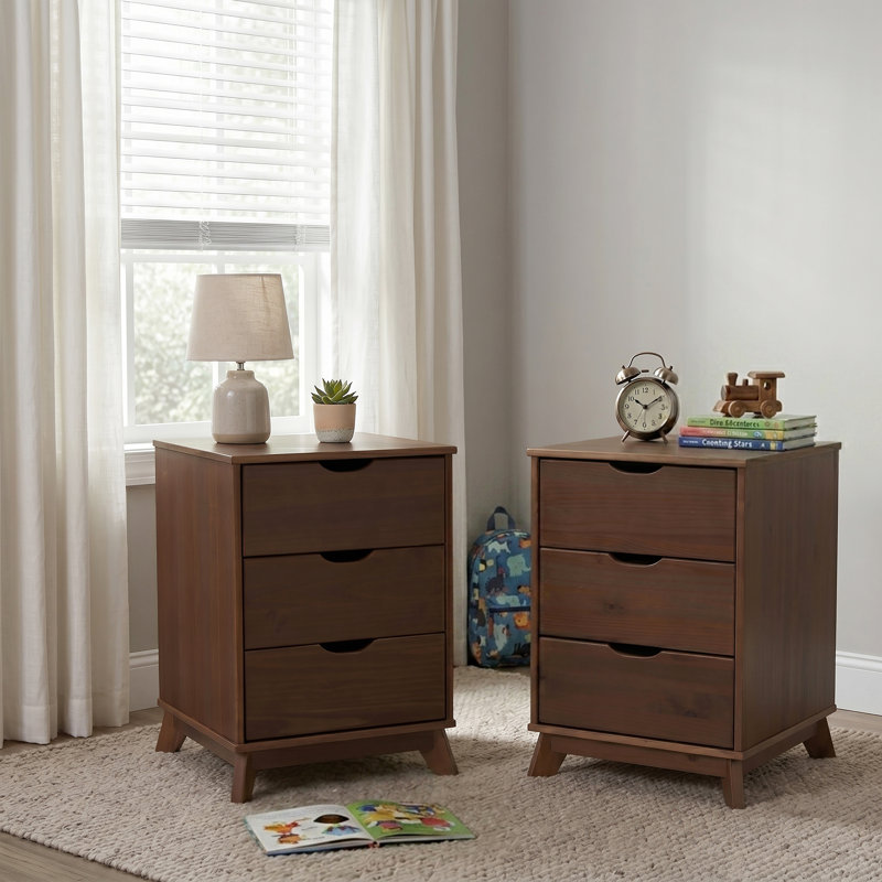 Ensemble de 2 tables de chevet en bois massif Marialana, Brun