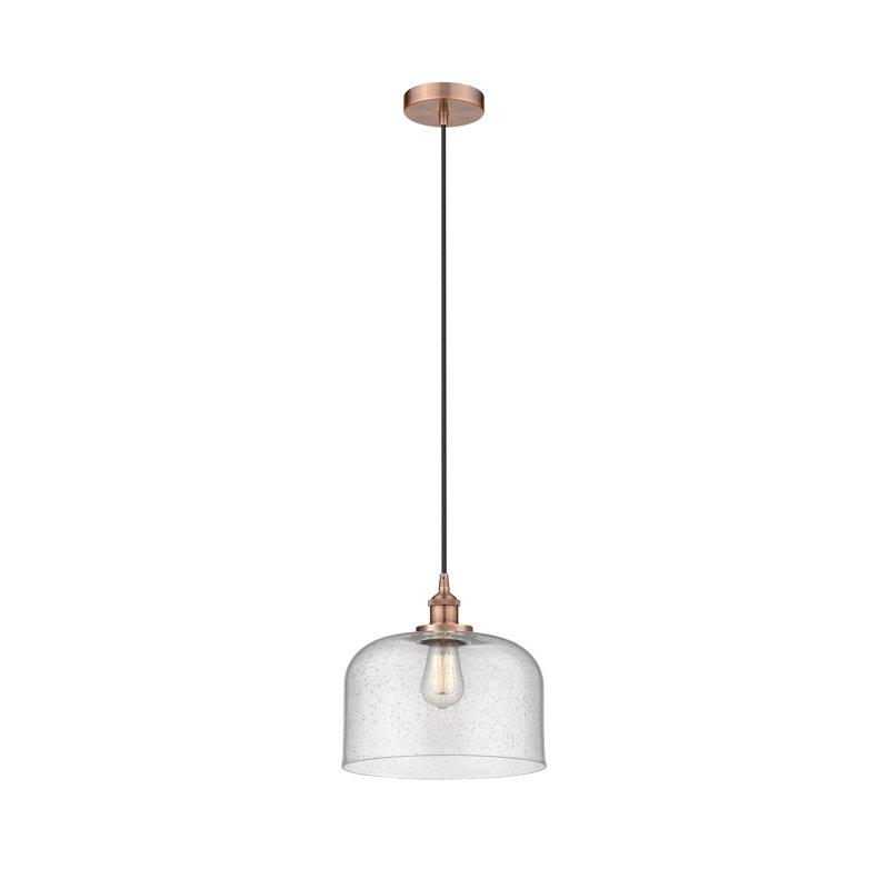 Luminaire suspendu en forme de cloche à 1 lumière Amaelle, Cuivre antique