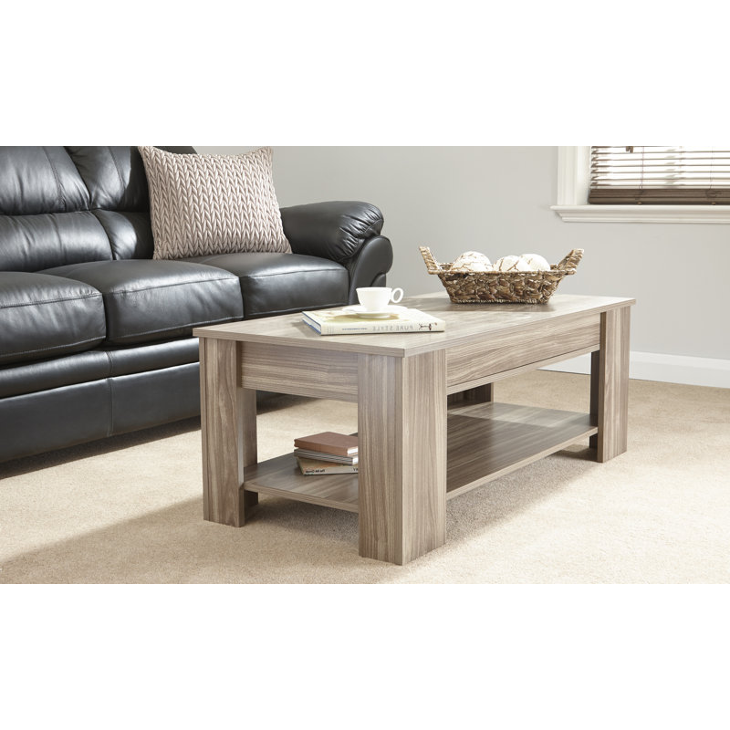 Adrianne Lift Top Four Leg Coffee Table with Storage, Walnut