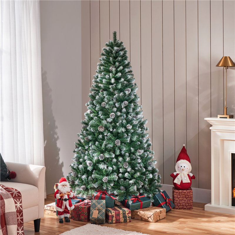 Arbre de Noël artificiel givré décoré de pommes de pin, 6', Non pré-éclairé