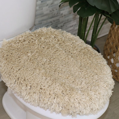 Couvercle de salle de bain en microfibre douce, housses de siège lavables à la machine, support en caoutchouc qui reste en place, s'adapte à la plupart des couvercles ronds, allongés et oblongs, accessoires de décoration intérieure, 18 x 18, lin