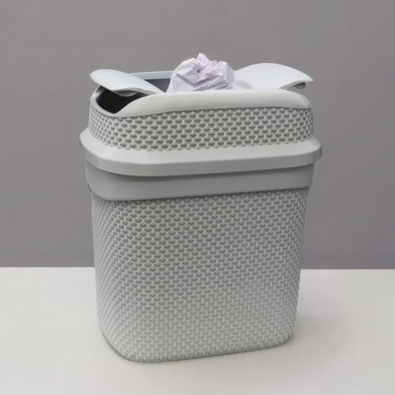 Gradin Plastic Touch Top Rubbish Bin 11L Knit Design Loop Plastic Push Top Bin With Removable Lid