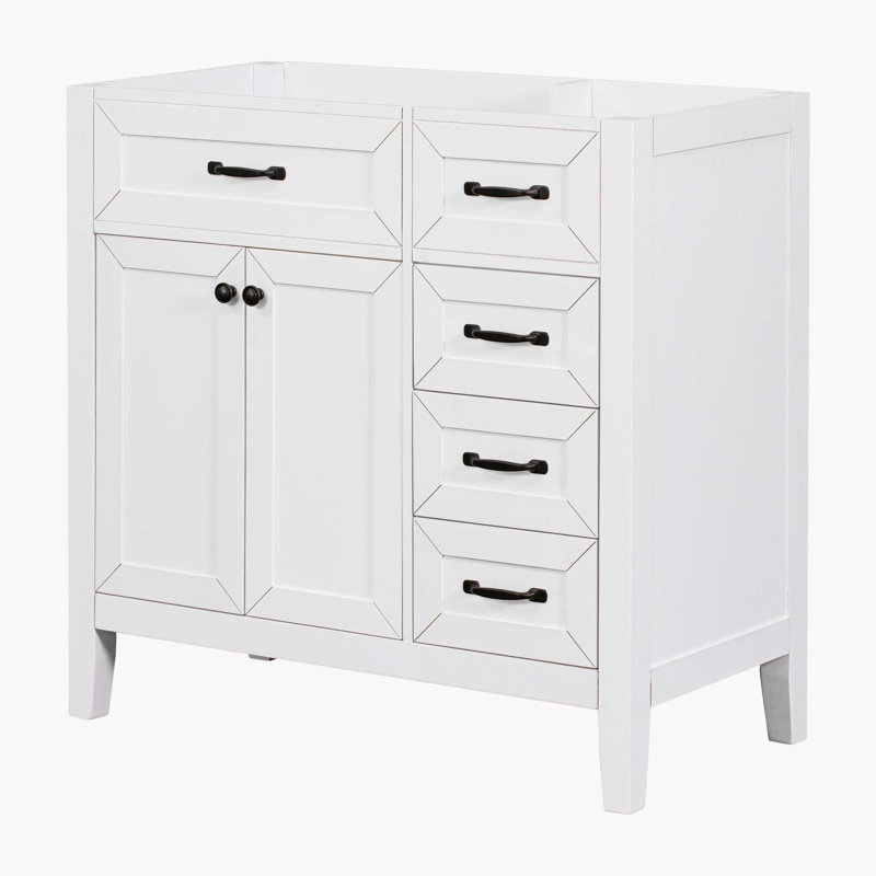 Charmant meuble-lavabo avec tiroirs et grand espace de rangement, Blanc