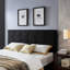 Très grande tête de lit noire en tissu avec hauteur réglable et motif-760271736