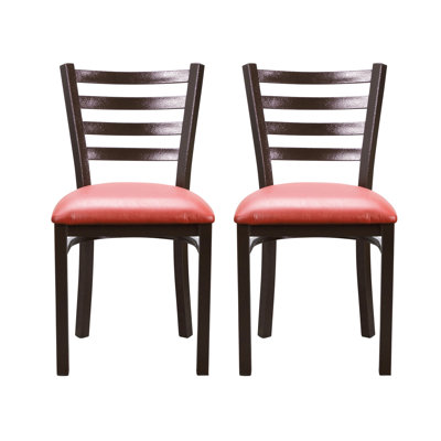 Gensingh Ladder Back Side Metal Chair with Faux Leather by Red Barrel Studio