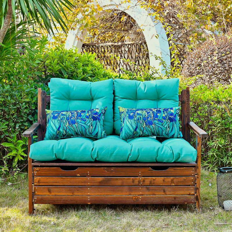 Cassella Outdoor 5'' Loveseat Seat / Back Cushion, Aqua