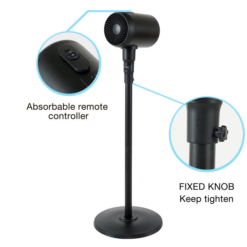 Industrial Retro Metal Drum Jet Oscillating Standing Floor Fan Remote Control Timer 3 Speeds Setting