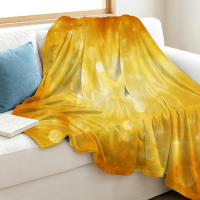 Gold Ultra Soft Flannel Fleece Throw Blanket,Festive Christmas Elegant Single-Sided Print
