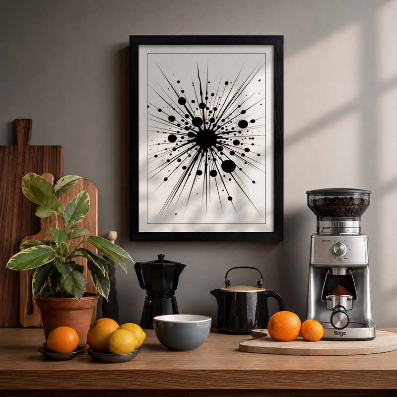 Radiant Impact Geometric - Framed Print, A4 - 29.7 x 21.0 cm, Black