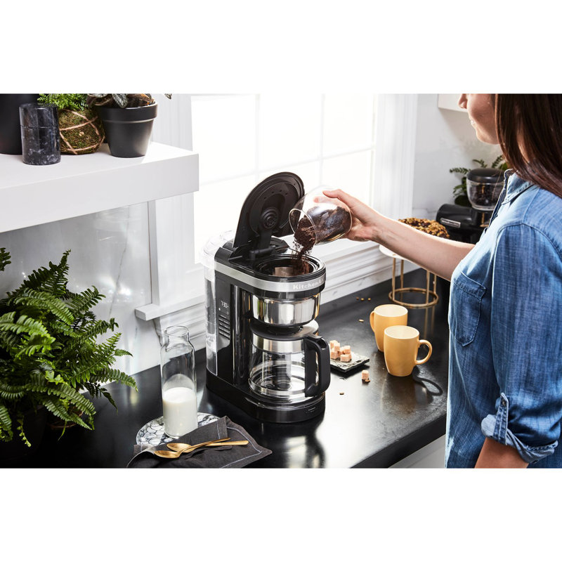 KitchenAid 12 Cup Drip Coffee Maker with Spiral Showerhead, Onyx Black