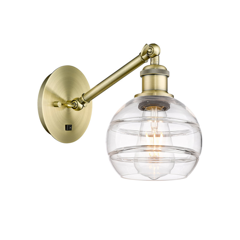 Chartoff Steel Armed Sconce, Clear, Antique Brass