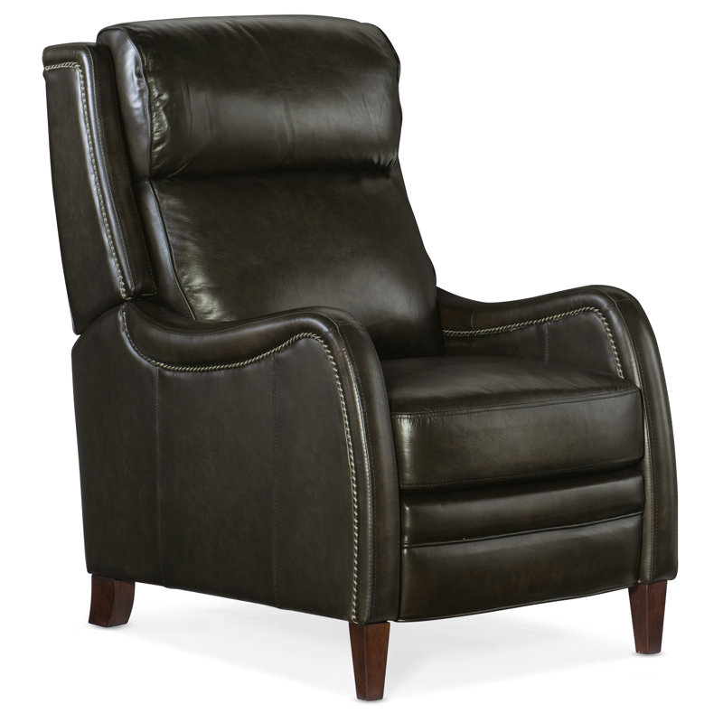 Sulema Leather Power Recliner, Dark Brown Genuine Leather, Manual
