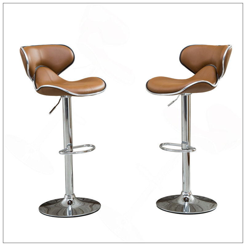 Ensemble de 2 tabourets pivotants réglables Masaccio avec base chromée Airlift, Chameau
