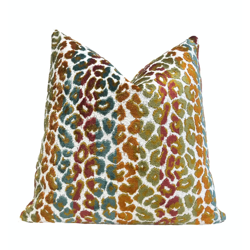 Housse de coussin en velours Leopard, H 20 po x l 20 po, Orange