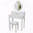 4-Drawer Vanity Desk Set With Mirror & Cushioned Stool-426877770
