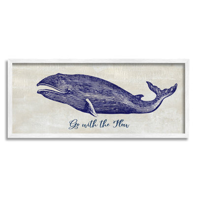 " Go With The Flow Aquatic Whale Ocean Phrase " by Susan Jill
