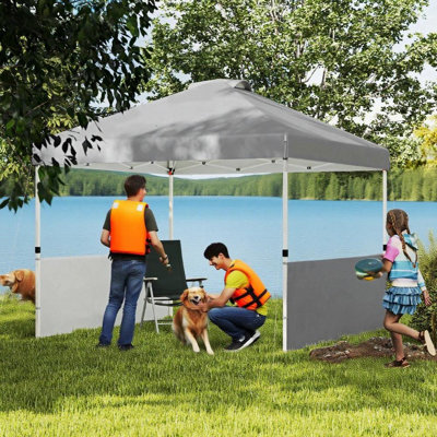 10X 10 Ft Party Tent Pop Up Canopy Tent With 2 Half Sidewalls With Wheeled Carry Bag