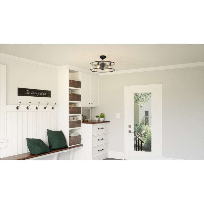 Ventilateur de plafond d'extérieur à cage à 3 pales 12 po avec ensemble d'éclairage inclus