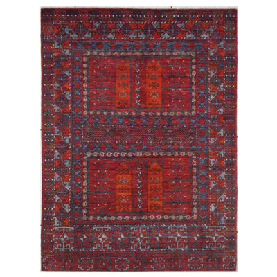 One-of-a-Kind 4'11" X 6'10" Wool Area Rug Navy/Red/Orange