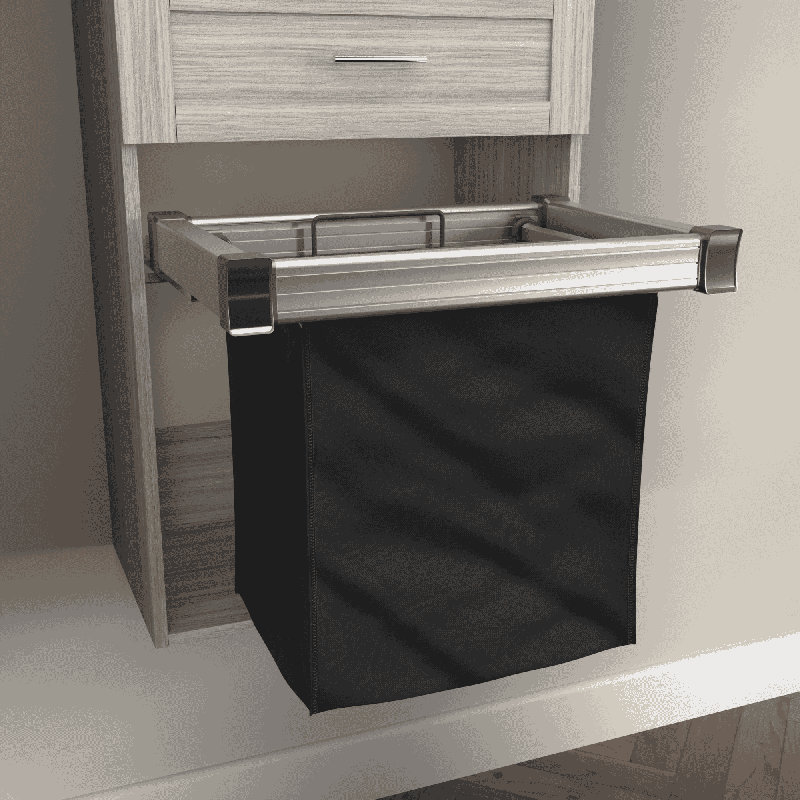 Full Extension Premium Aluminum Frame Slide-out Laundry Hamper for Cabinets with Removable Bag (24" Widths), 24"
