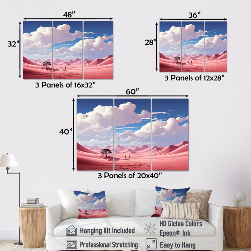 «Desert Twilight Traverse», art mural paysages spatiaux, Toile tendue, H 32 po x l 48 po x P 1 po