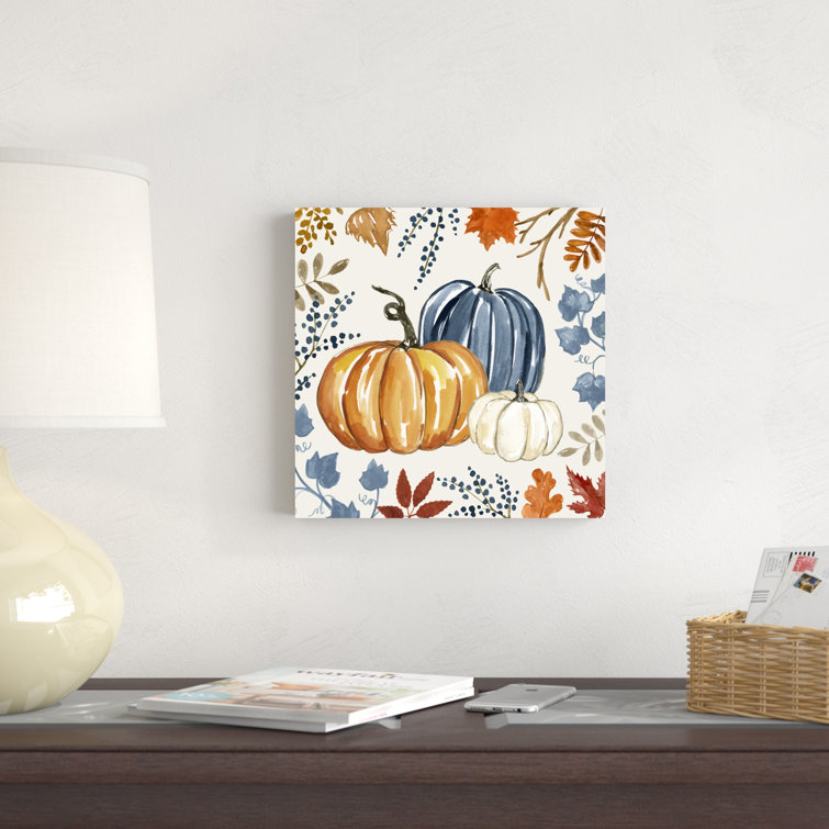 Lisa Audit Canvas Wall Decor Prints - Autumn in Nature I on Aqua ( Seasons > Autumn > Pumpkins art) - 26x40 in